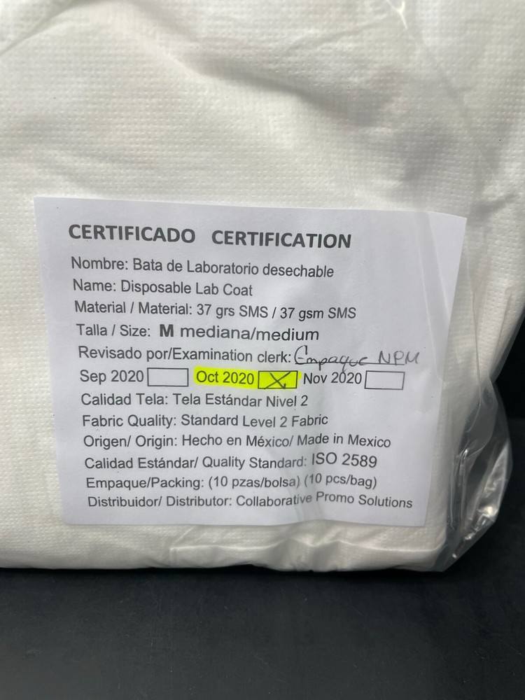 Collaborative Promo Solutions Lab Coat Medium Level 2 SMS White 100 Coats