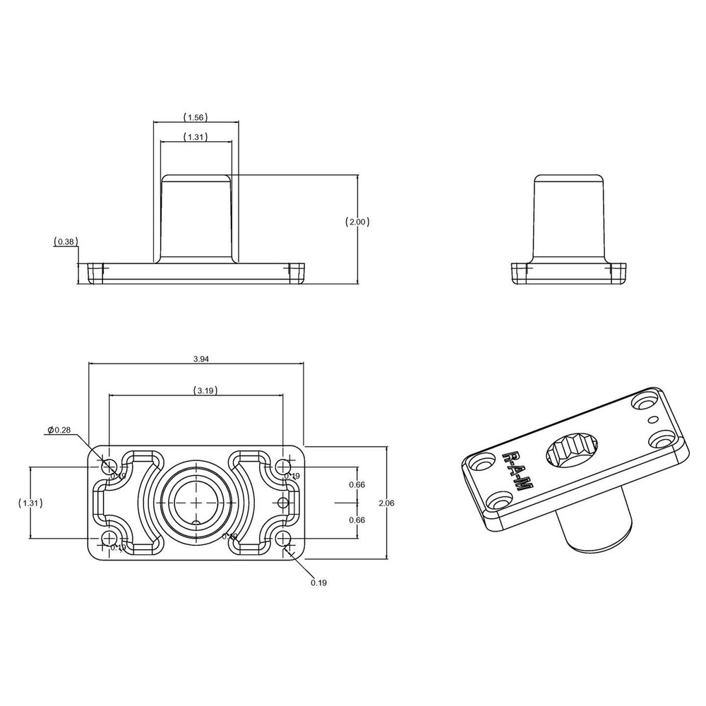 RAM-114FMU RAM ROD Flush Spline Post Base...
