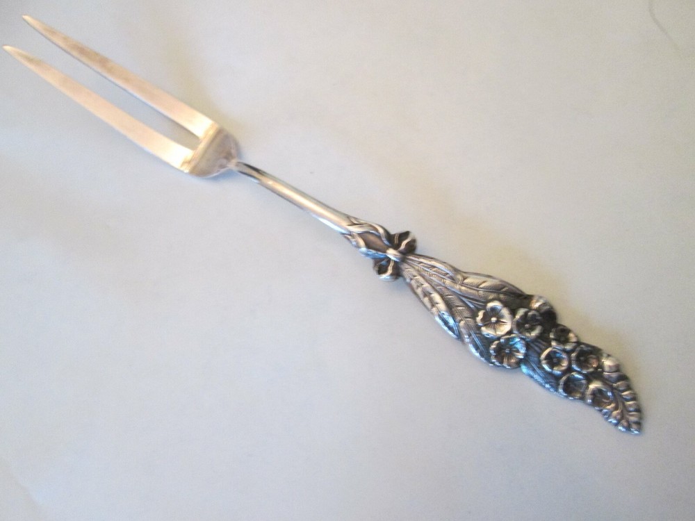 LEMON FORK! Vintage REED & BARTON silverplate HARLEQUIN FORGETMENOT patt. EXC