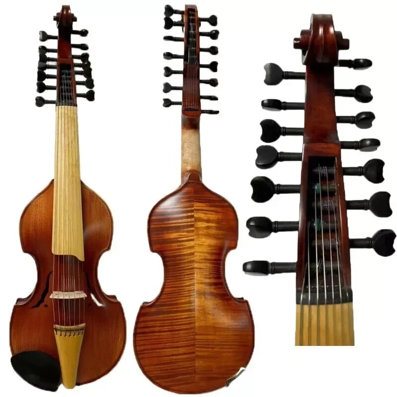 Carved Viola d' Amore, 7×7 string 16" , 14 strings Viola hand made,Copy Medieval