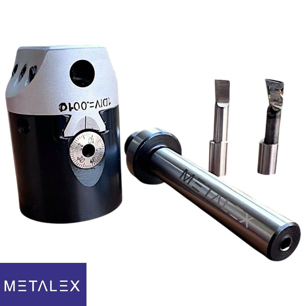1.5" Adjustable Boring Head 1 Div. = .001 thou + 12mm Straight Arbor & Tool Bits