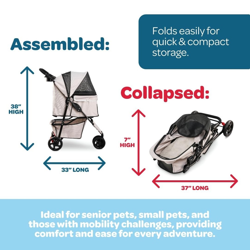 Stroller, Includes 360 Degree Front Wheel Swivel, Rear Wheel Breaks, Reflecti...