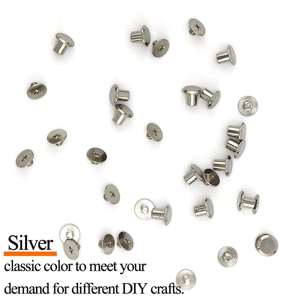 ALLOYPRO 100 Sets Silvery Chicago Binding Screws Assorted Kit Nail Rivet Chic...