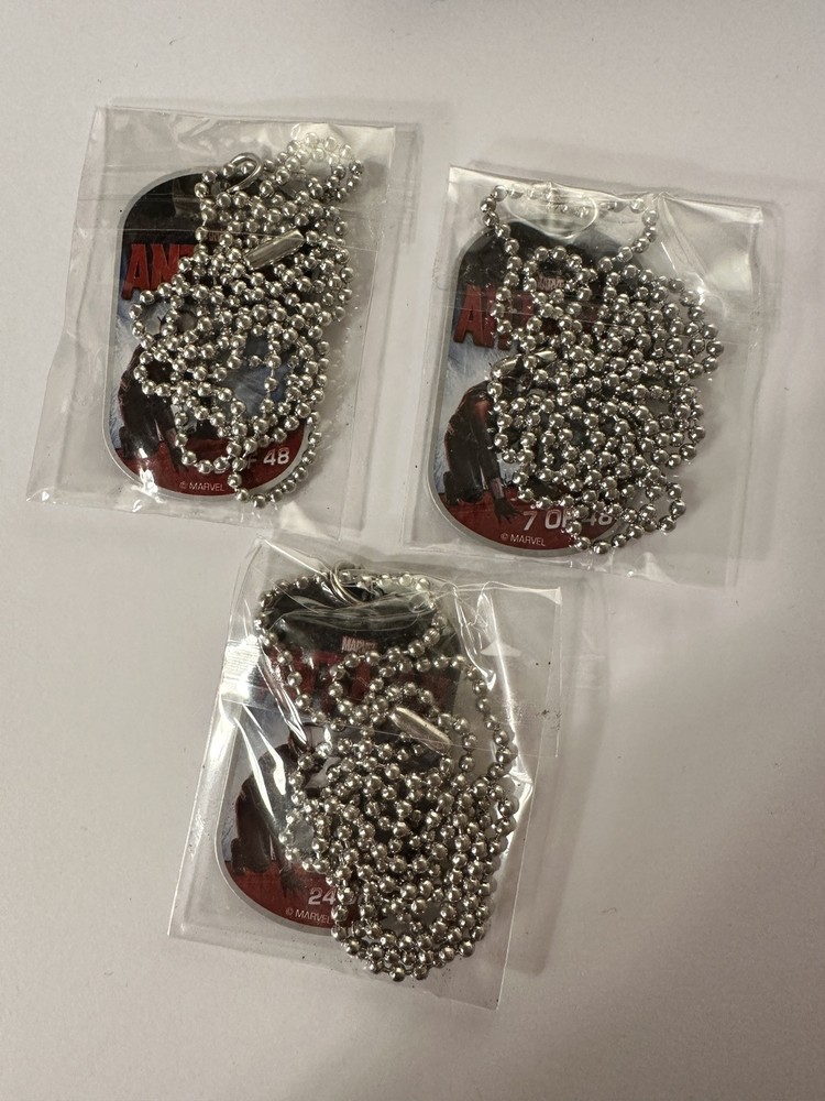 Three Marvel Antman Dog Tags