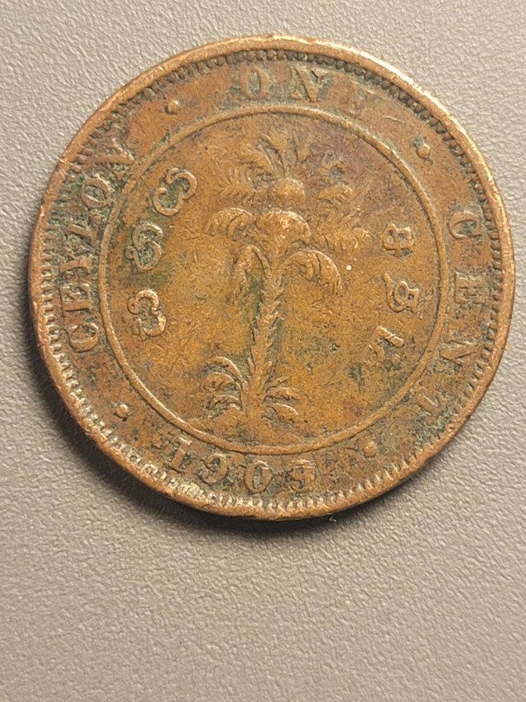 1909 Ceylon 1 Cent Coin - King Edward VII