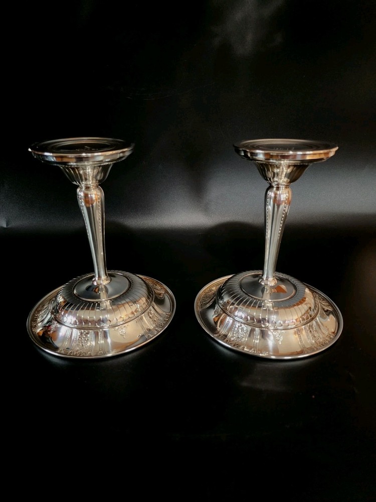 2 Gorham Sterling Silver Frontenac Tall Compotes Pair Footed 1932 7"