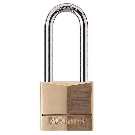 Master Lock 140Dlh Padlock, Keyed Different, Long Shackle, Rectangular Brass