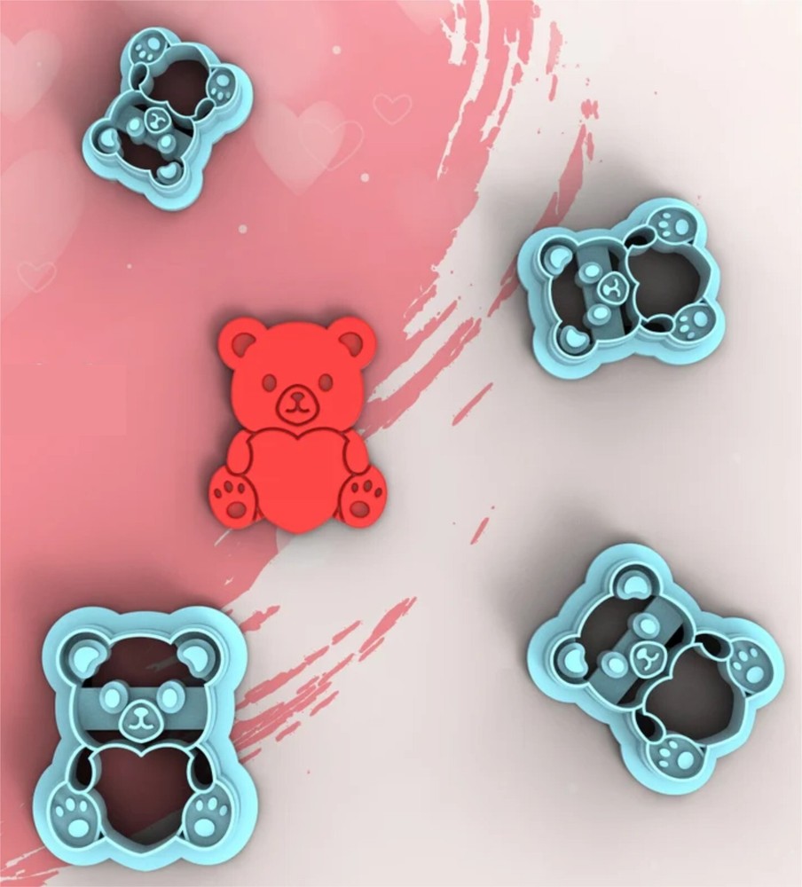 Love Bear Valentine Polymer Clay Cutters