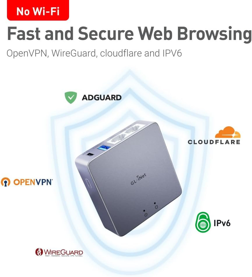 Mt2500A(Brume 2) Professional Mini VPN Security Gateway, Home Office Remote Work