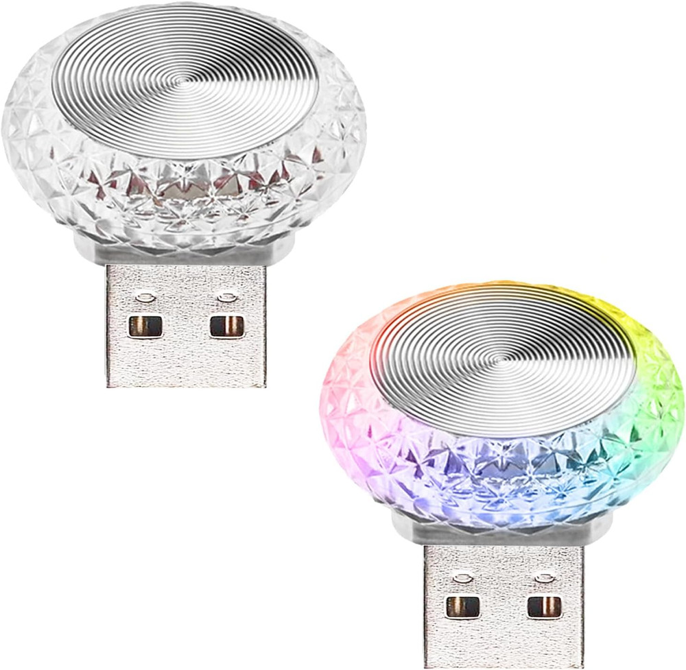 USB LED Car Interior Atmosphere Lamp, Crystal Mini USB LED Car Interior Ambient