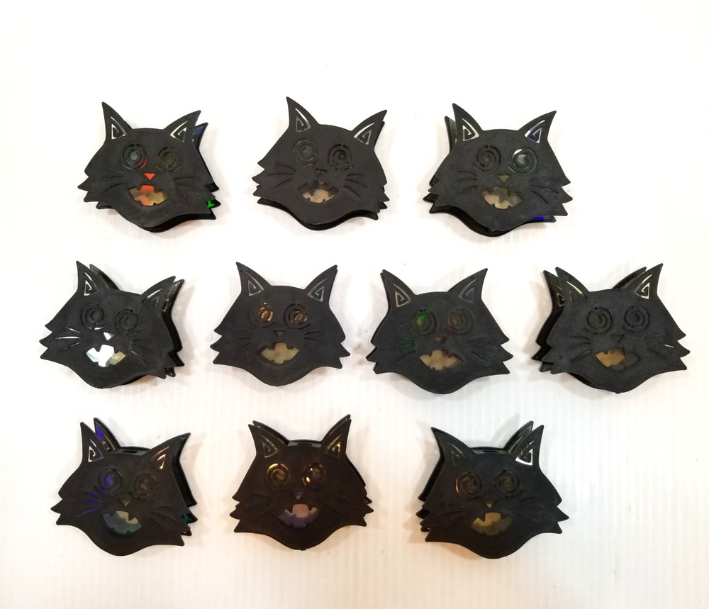 Set of 10 Halloween Solid Black Cat String Light Plastic Covers Only