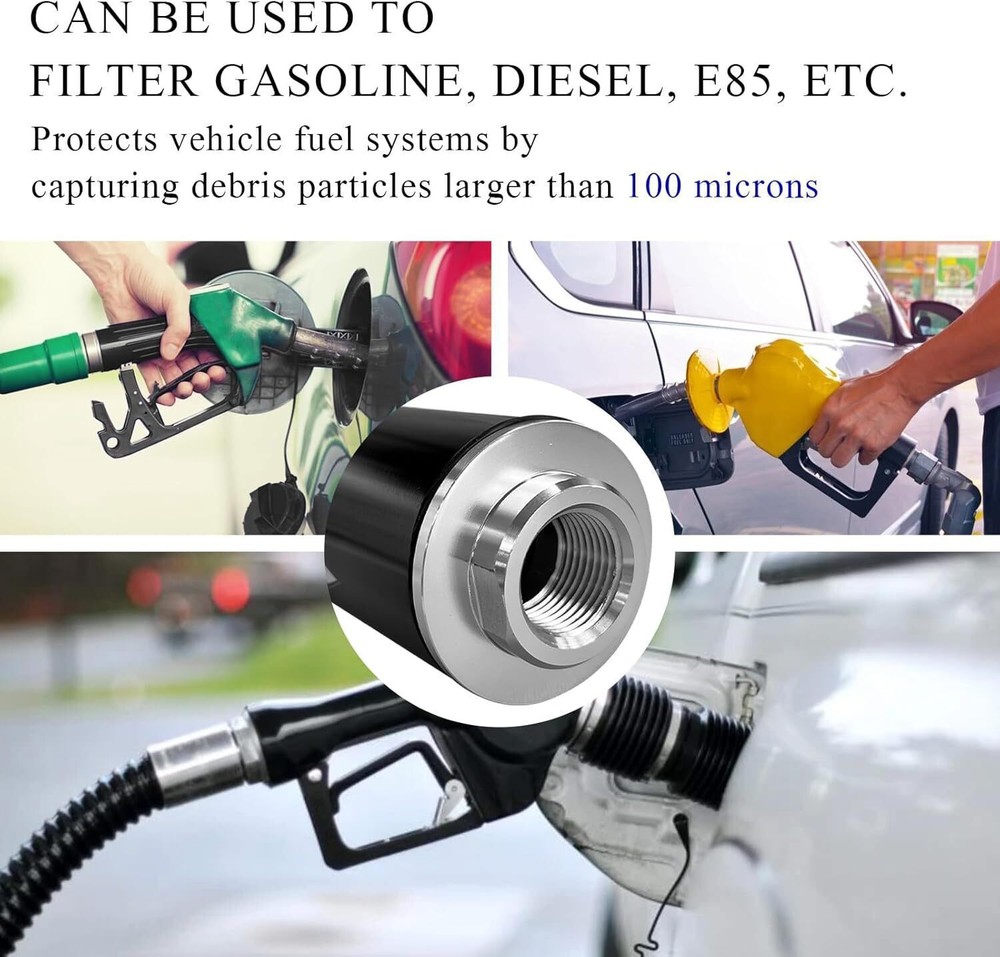 High Flow 100 Micron Inline Fuel Filter Cleanable AN6 AN8 AN10 Adapter Fitting