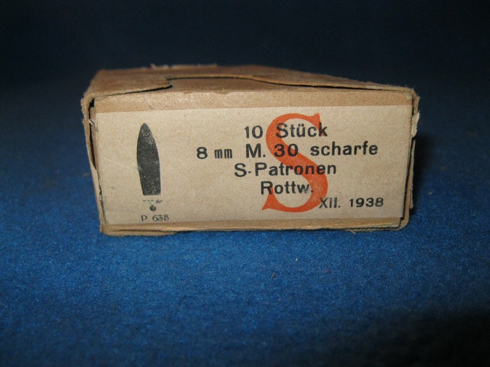 1938 German 8mm ammunition box with clips