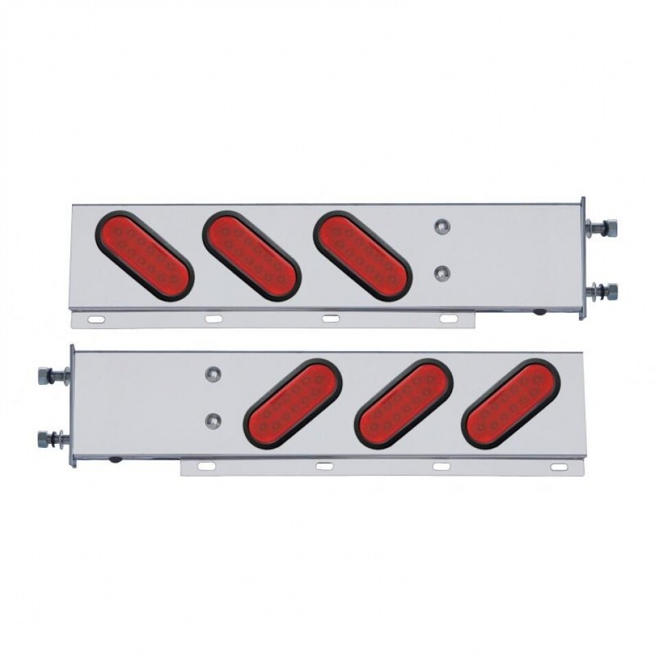 3 3/4" Bolt Pattern Stainless Spring Loaded Light Bar w/ 6 Oval 12 LED Lights &