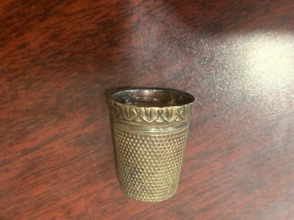 Antique 800 Silver Sewing Scissors & Thimble with Case