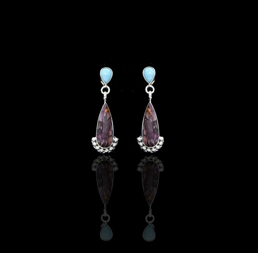 Ashena Turquoise & Spiny Oyster Drop Earrings