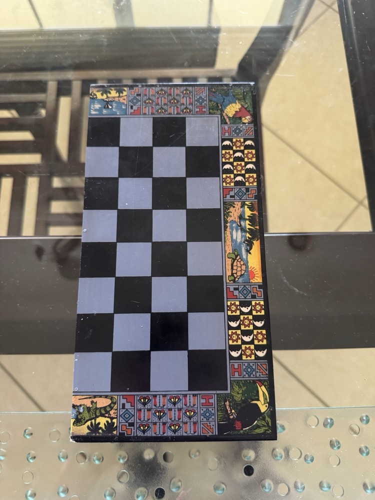 Handmade Peruvian Chess Set with Decorative Board and Storage Box