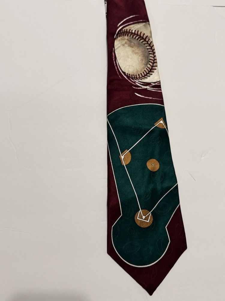 Spence & Lowe 100% Silk Necktie Baseball Themed