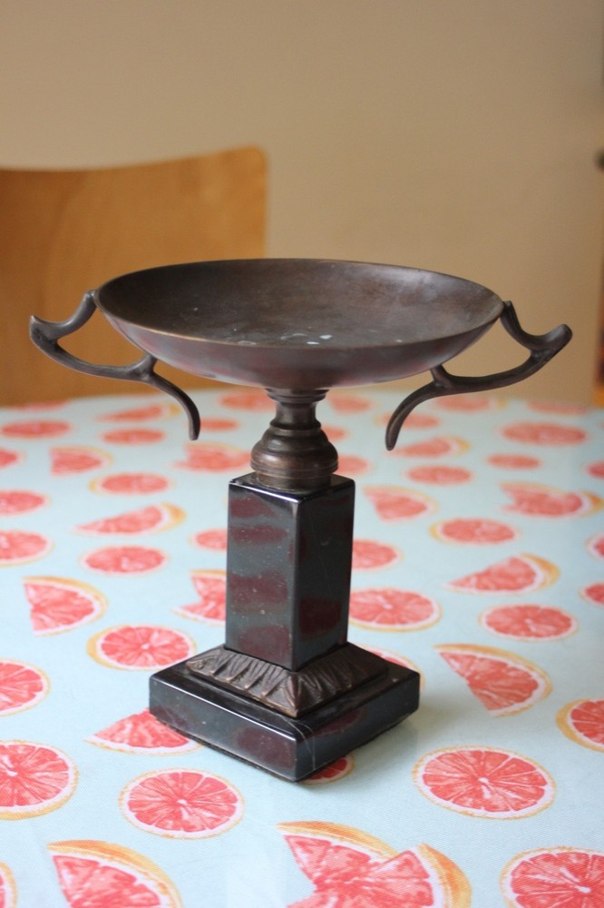Vintage bronze and marble tazza