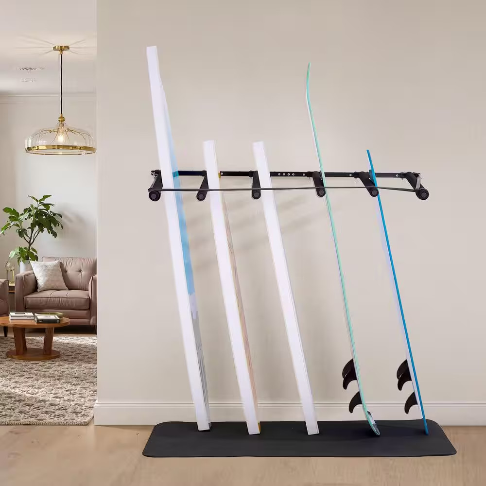 Surfboard Wall Mount, 5-Tiers Vertical Surfboard Rack for Storage and Display, A