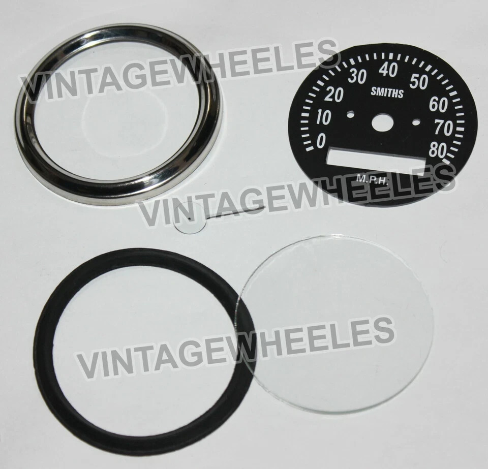 Smiths 0-80mph 2.5" Black Face Speedometer Gauge & 55" Cable + Speedometer Drive