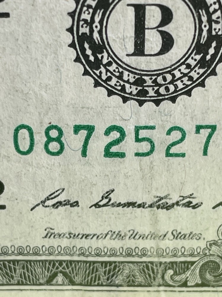 2013 B Duplicate Print ⭐️ STAR NOTE $1 Serial B08725273* Over Inking ERROR 7,2