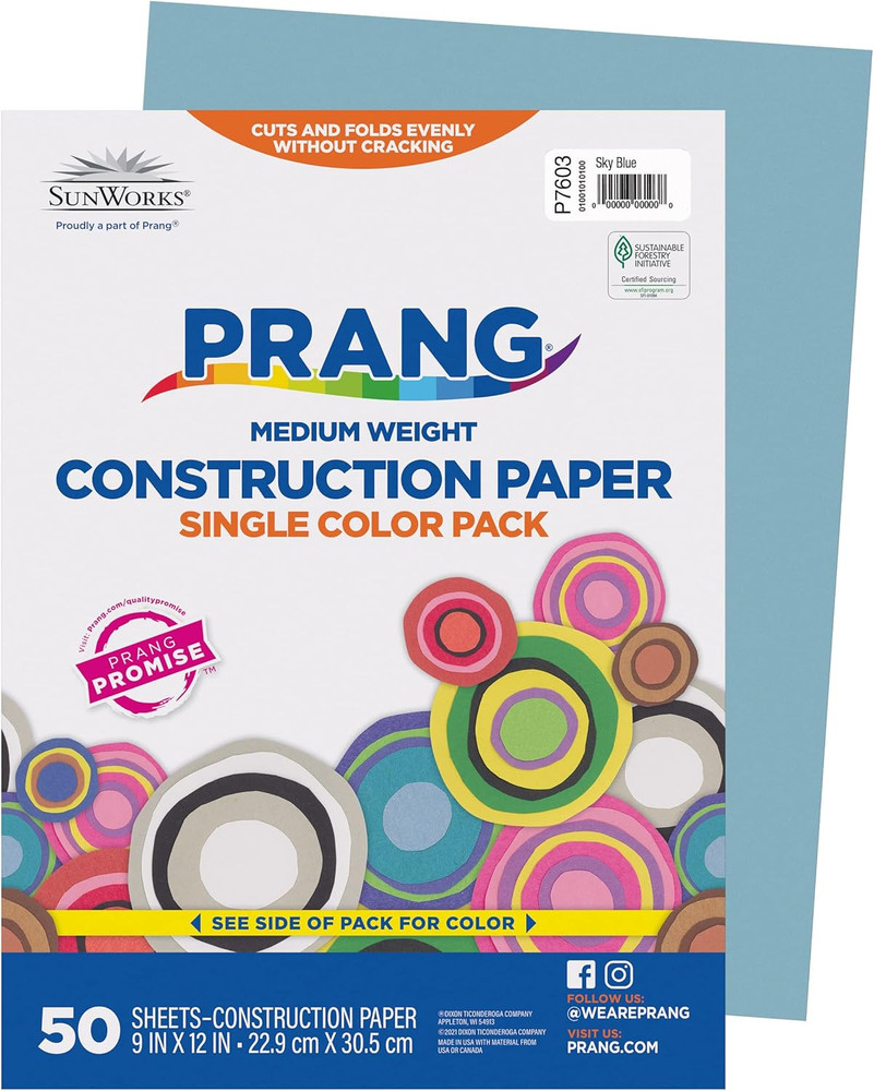(Formerly ) Construction Paper, Sky Blue, 9" x 12", 50 Sheets