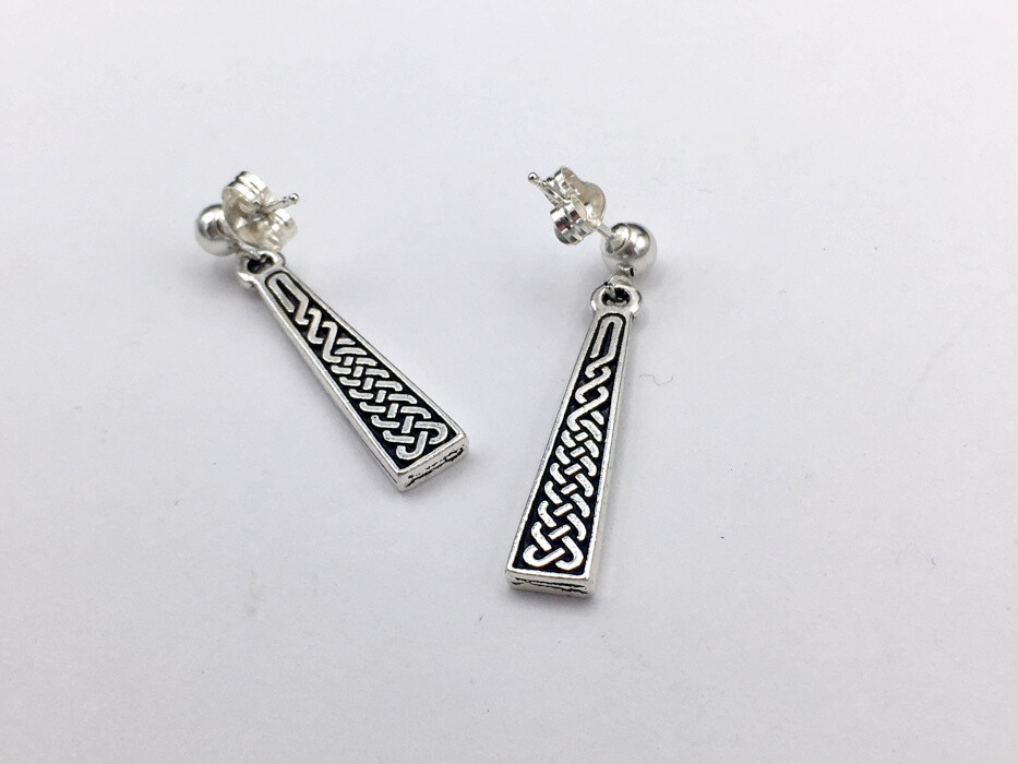 4mm Sterling Silver ball stud w/ Pewter Celtic Braid Knot dangle Earrings