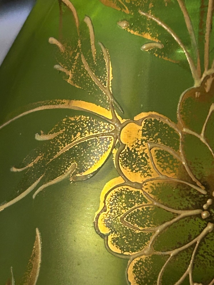 An Old Pontiled Satin Green Barber Bottle