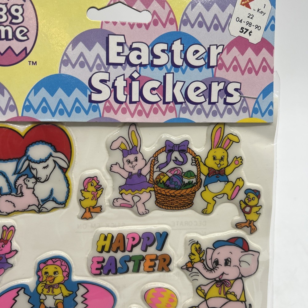 Vintage Easter Puffy Stickers Bunny Rabbits Chicks Eggs Egg Time Elephant NIP