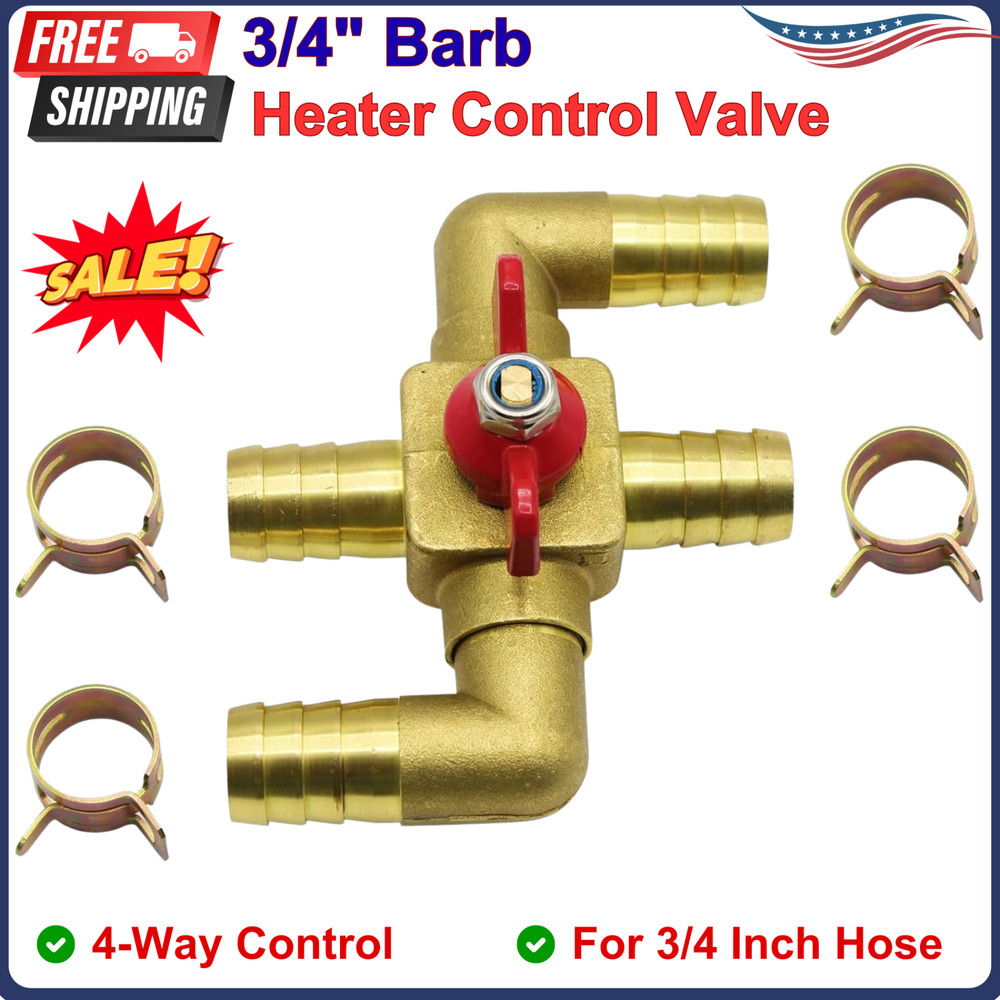 Heater Core Bypass Valve 4-Way Solid Brass Automobile Integrated Manual Control