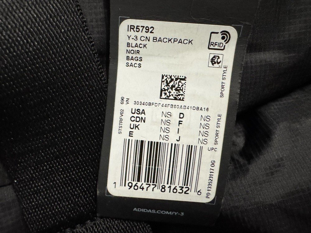 Y-3 CN Backpack IR5792 New With Tags