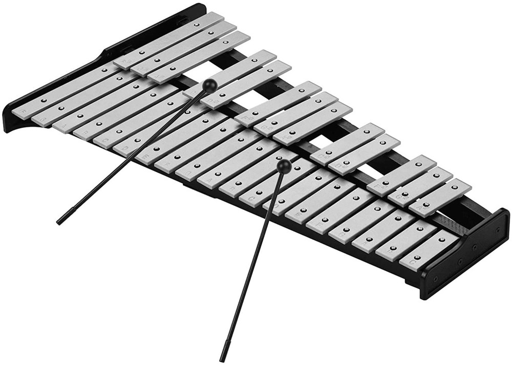 32 Note Glockenspiel Xylophone Percussion Kit with Height Adjustable Stand, D...