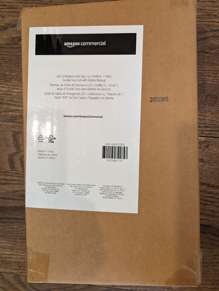 Amazon Commercial LED Emergency Exit Sign, Double Face Exit with Battery Backup