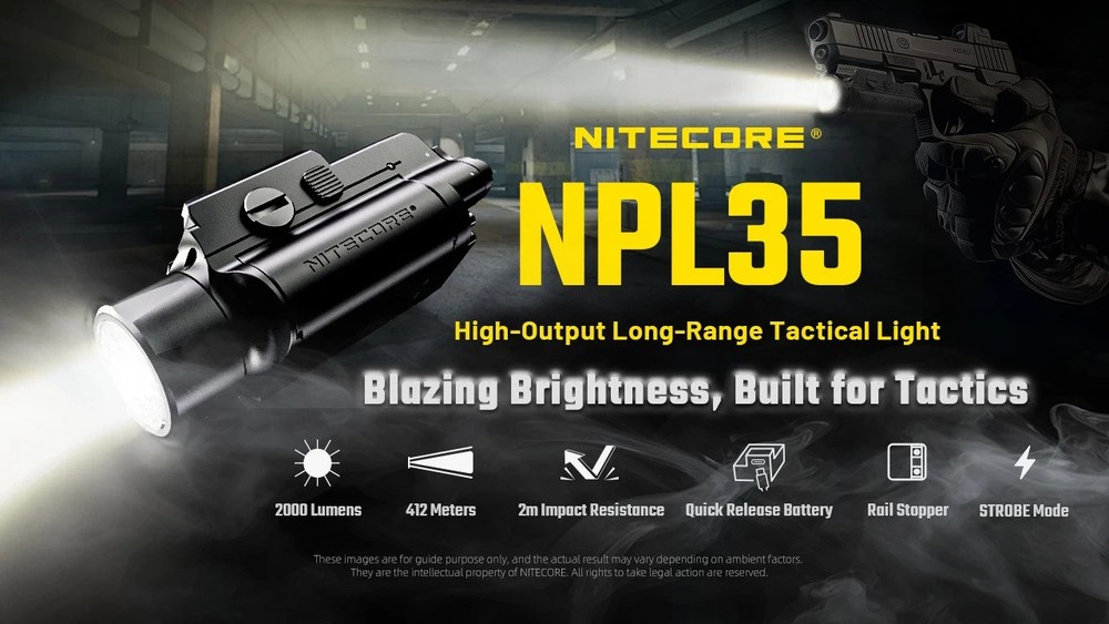 NITECORE NPL35 Flaslight Long-Range 2000LM High Output Tactical Light for Pistol