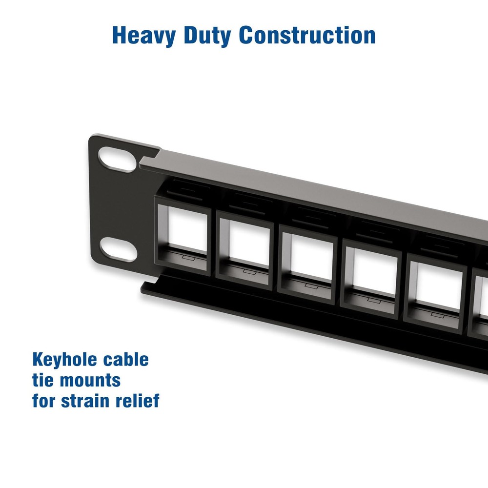 Blank Keystone Patch Panel 24 Port 1U 19 Inch Network Dust Proof 2 Pack
