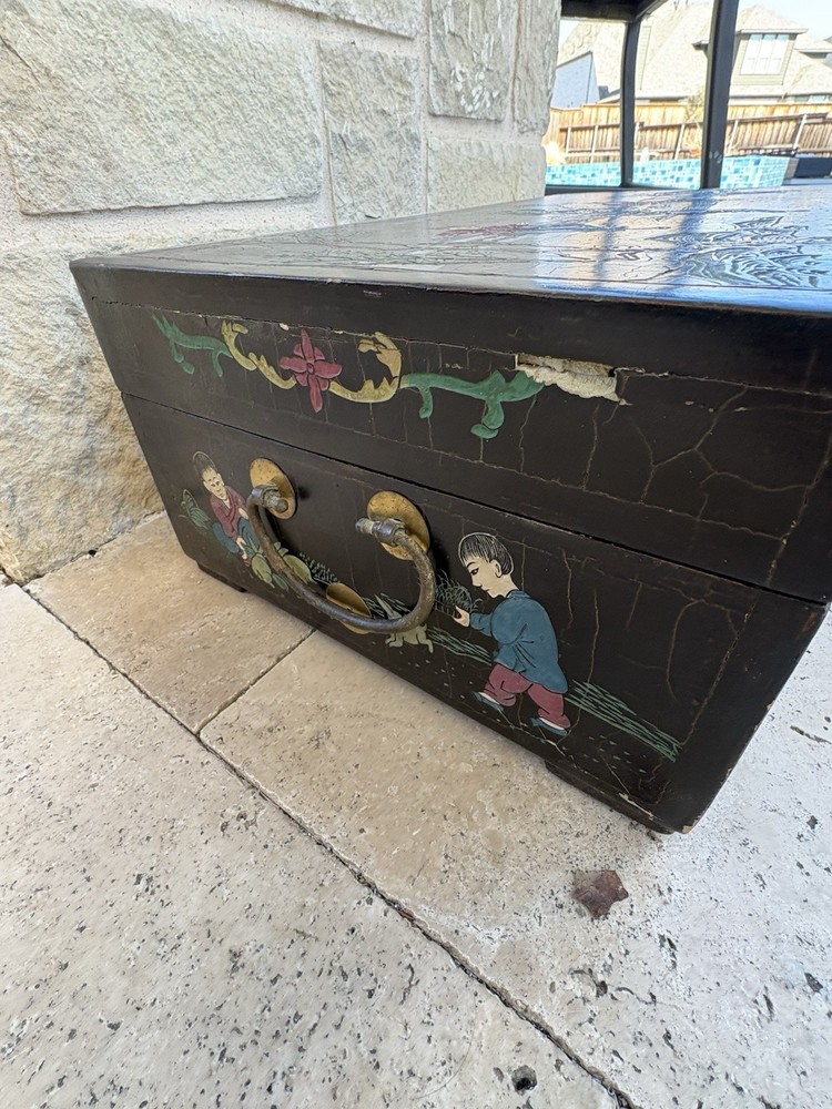 Asia. Chinese Painted Table Top Trunk