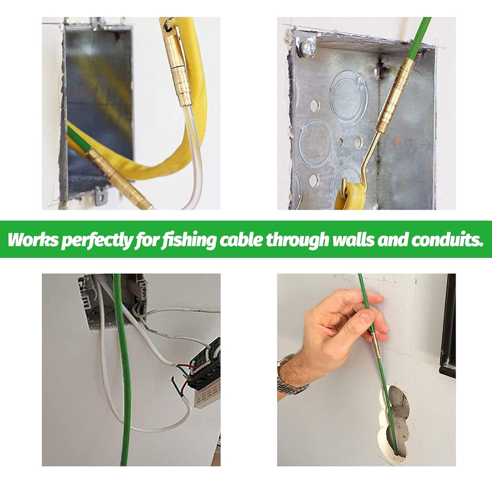 33 Ft Fiberglass Cable Wire Running Pull Push Kit Coaxial Electrical Connectable