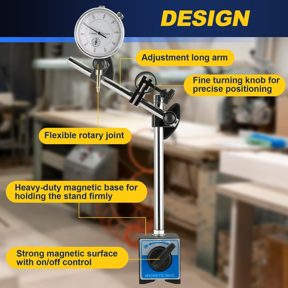 Dial Indicator with Magnetic Base Holder, Magnetic Dial Indicator Base Holder...