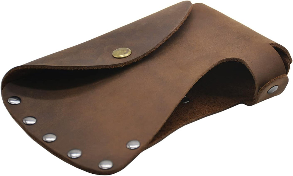 Leather Axe Sheath, Durable Hatchet Cover, Rustic Brown Full Grain Leather
