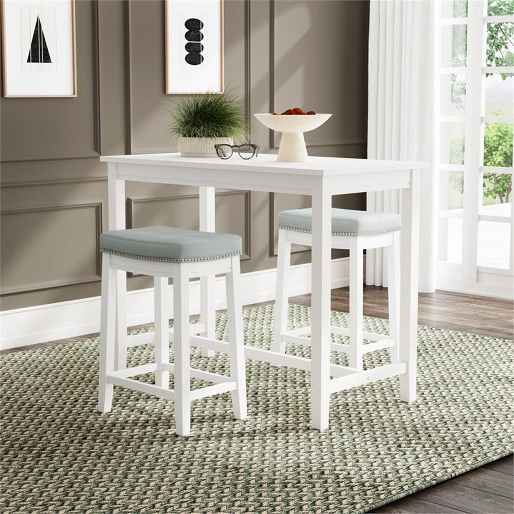 Pemberly Row 3-Piece Solid Wood Counter Height Dining Set White and Gray
