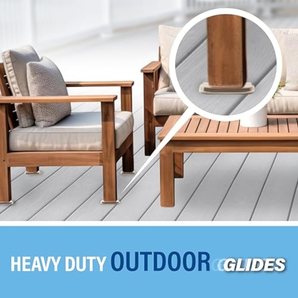 Durable 7/8" x 2 7/8" Rectangular Self-Adhesive Outdoor Sliders - Beige 12 Pack