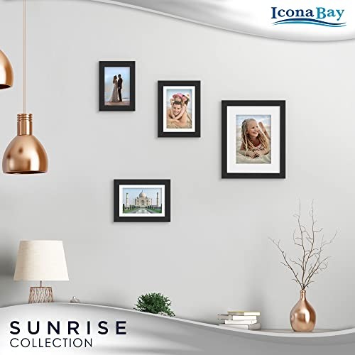 - 4x6 Picture Frame - Painted Solid One-Piece Wood Composite, Modern 1 Black