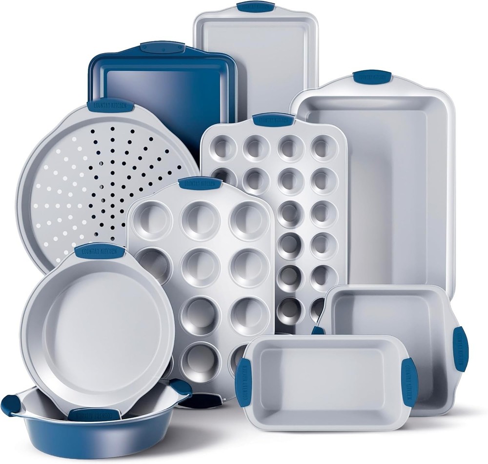 Nonstick Stackable Bakeware Set Durable Easy Release Baking Set Black 10 Pcs