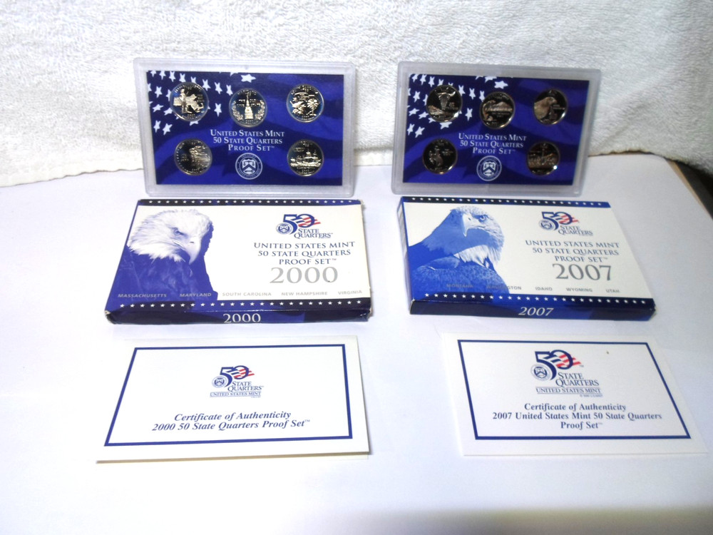 2000 and 2007 Mint Proof State Quarter Sets