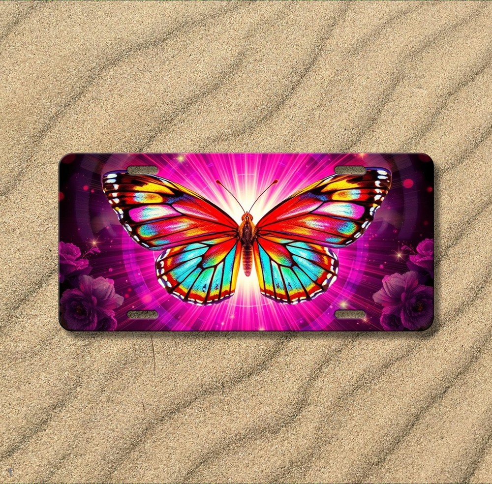 Fantasy Butterfly License Plate Auto Tag Custom Text Available Butterfly & Flowe
