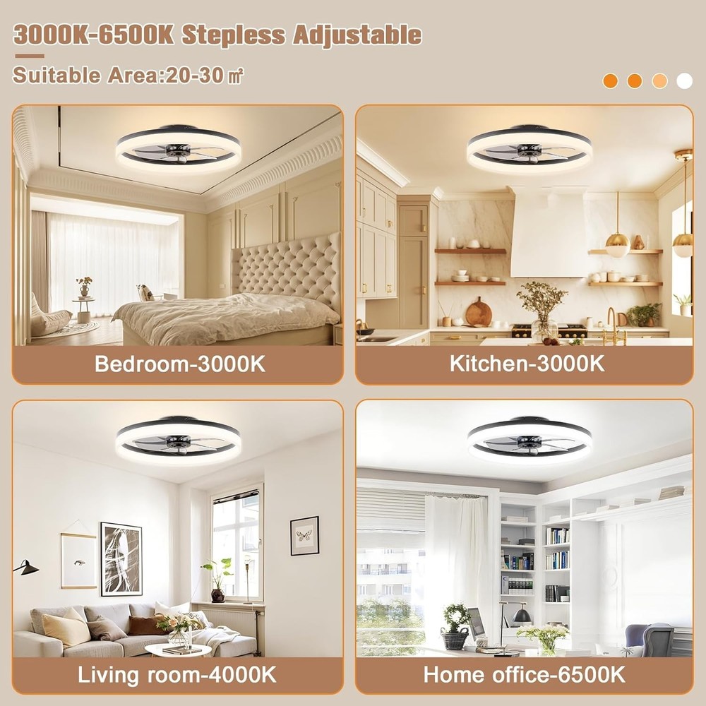Quiet Low Profile Ceiling Fan with Remote & Dual Memory Function - 5400 Lumen