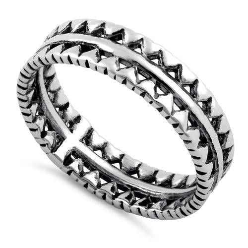 925 Sterling Silver Triangle Pattern Eternity Ring