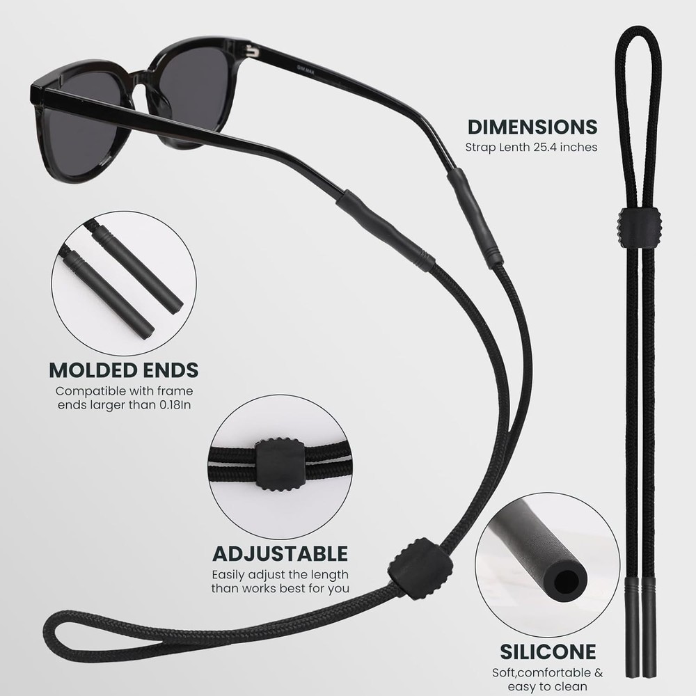 Glasses Strap Adjustable Eyewear Holders 3 Pcs New