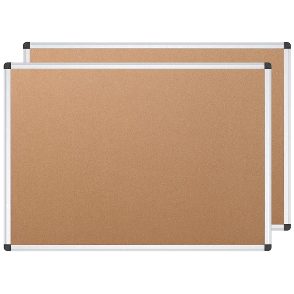 2 Pack Cork Notice Board, 48x36 Inches, Silver Frame